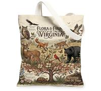 Black Bear - Borsa tote da donna, in tela, rustica, con cervo dalla coda bianca, aquila calva, autunno, tonalità della terra, lavabile, riutilizzabile, piccola T, Toni della Terra, 13x15 Inch