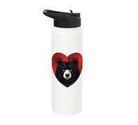 Black Bear Lover, simpatico animale selvatico, cuore rosso Stainless Steel Insulated Water Bottle