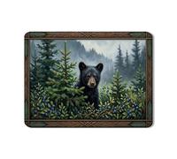 Black Bear, tappetino scolapiatti per bancone della cucina, tappetino scolapiatti in gomma assorbente rustico, tappetino scolapiatti ispirato alla foresta in pelle sintetica per proteggere bar, 45 x