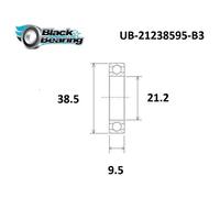 Black Bearing Cuscinetti 21.2 X 38.5 X 9.5 Mm B3 Steel