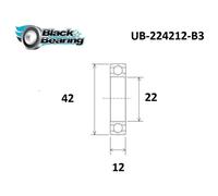 Black Bearing Cuscinetti 22 X 42 X 12 Mm B3 Steel