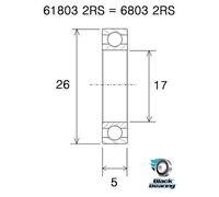 Black Bearing Cuscinetti Stainless Steel 17 X 26 X 5 Mm B5s Steel