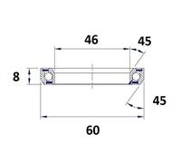 Black Bearing Cuscinetto Di Sterzo 46 X 60 X 8 Mm 45/45 Hb-d19 Steel