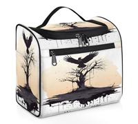 Black Bird Dead Tree Borsa per il trucco da viaggio per donne, uomini, bambini, ragazze e ragazzi, borsa da toilette da 11,2 l, borsa da toilette da appendere borsa da bagno organizer per articoli da