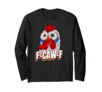Black Bird, F-Caw-F Funny Chicken Imitating Goth Black Crow Maglia a Manica