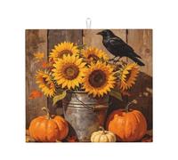 Black Bird - Tappetino scolapiatti assorbente, motivo: girasoli, 40,6 x | Contatore assorbente cuscinetto di essiccazione con il cuscinetto di drenaggio assorbente del ciclo appeso per i piatti