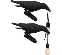 Black Birds Table Lamps Resin Crow Desk LED Lamp E27 Base Modern Raven Art Bedside Decor Plug in Cord Table Lamps for Bedroom, Office, Wall (Pack 2 - Wall lamp)