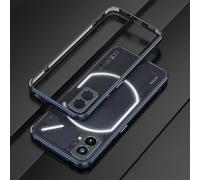 (Black-Blue) Case Compatible Nothing Phone 2, Aluminum Slim Metal Frame Armor With Soft Inner Bumper For Nothing Phone 2 -ys-hy