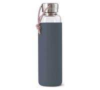 Black+blum Glass Water Bottle, Leak-proof, Lightweight Travel Water Bottle with Protective SleeveBorraccia da viaggio leggera con custodia protettiva, colore: ardesia, 600 ml