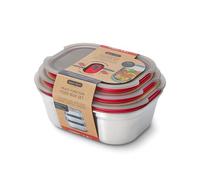 black+blum set ciotole pranzo argento, 3 contenitori con coperchio 650 ml 900 ml 1200 ml, acciaio inox, microonde e forno, lavabile in lavastoviglie, a prova di perdite, lunch box