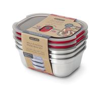 BLACK + BLUM - Lunch Box Set - Contenitore per il pranzo in acciaio inox adatto al microonde, senza plastica con chiusura ermetica, coperchio richiudibile - Adatto a microonde, lavastoviglie e forno -