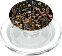 Black Boho Aesthetic Mixed Flowers Pressed Flower PopSockets PopGrip per MagSafe