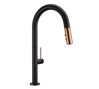Black Brass Deck Mounted Single Holder Hole Degree Rotation Mixer Cold and Hot Water Pull Out Tap Kitchen Sink Faucet
