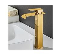 Black Brass Waterfall Bathroom Basin Faucet Square Vanity Sink Mixer Hot Cold Single Handle Lavatory Tap Chrome Finish