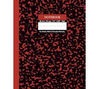 Black & Brick Red Marble Composition Notebook - Grid, 96 Pages, 7.5" × 9.25", Soft Matte Cover: Perfect for math, science, design projects, journaling, and daily planning
