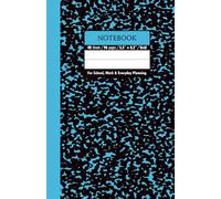 Black & Bright Cyan Marble School Notebook - Grid, 96 Pages, 5.5" x 8.5", Soft Matte Cover: For schoolwork, math, science, creative projects, and daily planning