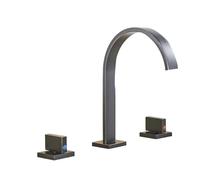 Black Bronzo Bronzo Basino a Tre Pezzi Basino del Bacino da Bagno Contemporary Gentle Effluent And Cold Water Mixer Taps Installazione del Ponte (Gold A)