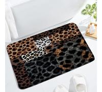Black Brown Leopard Patchwork Cheetah Wild Safari Skin Print Panthera Wildlife African Animal Modern Tappeto Da Bagno Confortevole Zerbino Asciugapassi Antiscivolo Tappeti Da Bagno Per 40X60Cm