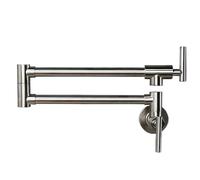 Black Brushed Chrome Brass Wall Mounted Pot Filler Faucet Swivel Folding Retractable Rotary Stretch Sink Tap Kitchen Faucet(Chrome)