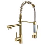 Black Brushed Spring Pull Down Kitchen Sink Faucet Hot & Cold Water Mixer Crane Tap With Dual Spout Deck Mounted(TH-SCS-G)
