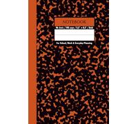 Black & Burnt Orange Marble Hardcover Notebook - Grid, 192 Pages, 5.5" x 8.5", Premium Matte Finish: Perfect for math, science, engineering, design projects, journaling, and daily productivity