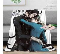 Black Butler Sebastian/Ciel Anime 3D Digital Printing Flanella Coperta in micropile ultra morbida Facile da pulire