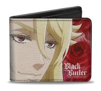 Portafoglio Black Butler, Bifold, Black Butler Edgar Redmond Red Rose Pose and Face Reds, pelle vegana