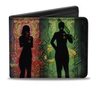 Black Butler Wallet, Bifold, Black Butler Four House Heads Stained Glass Silhoue