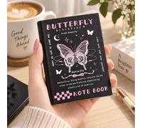 Black Butterfly Pocket Notebook, 80 Sheets, Mini Lined Journal for Notes(01 | Taccuino compatto a righe da 80 × 110 mm con 80 fogli e pagine color crema per appunti, elenchi, idee