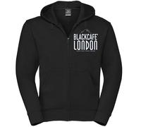 Black-Cafe London Classic Felpa con cappuccio zip, Bianco/nero, Taglia S