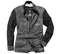 Black-Cafe London Retro Giacca in pelle motociclistica, grigio, taglia 54 per maschi
