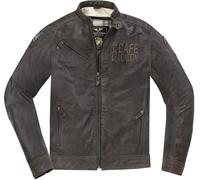 Black-Cafe London Sydney Giacca moto in pelle, marrone, taglia 52 per maschi