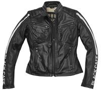 Black-Cafe London Toronto Giacca donna moto in pelle, Bianco/nero, Taglia L