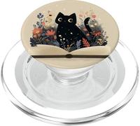 Black Cat | Amante dei libri | Nerd Book Lover | simpatico gatto floreale PopSockets PopGrip per MagSafe