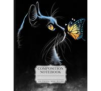 Black Cat and Butterfly Composition Notebook: Artistic Silhouette Nature Theme Journal for Women and Teen Girls