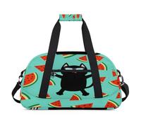 Black Cat Anguria borsone per bambini per ragazze ragazzi, divertente gatto durante la notte borsa da viaggio weekend 24L sport palestra borsone pratica borsa da trasporto, Colore, (24L) UK, Organizer