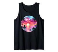 Black Cat Beach Theme Tropical Beachy Pink Sunset Beach Wave Canotta