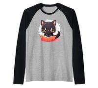Black Cat Book Lover Reading Easily Distracted By Books Cats Maglia con Maniche Raglan
