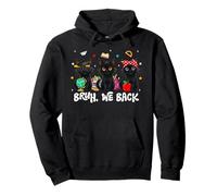 Black Cat Bruh We Back Funny Back to School Insegnante Bambini Felpa con Cappuccio