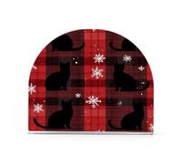 Black Cat Buffalo Plaid Fiocchi di neve Portatovaglioli Quadrato in Acrilico per Bar Picnic Rustico autoportante quadrato tovagliolo dispenser decorazione per la casa per bagno, ristorante