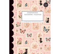 Black Cat & Butterfly Cottage Core Composition Notebook + Planner: College Ruled Writing Journal for Women & Teen Girls - Goal Setting, Mood Tracker & ... Pages, 7.5 x 9.75 in - Coquette Cottagecore