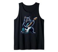 Black Cat che suona la chitarra Rock and Roll Rock Star Design Canotta