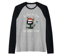 Black Cat Christmas Va Bene STO Bene Va Tutto Bene Maglia con Maniche Raglan