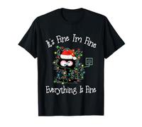 Black Cat Christmas Va Bene STO Bene Va Tutto Bene Maglietta