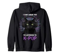Black Cat Cuffie K-Pop Lover Music Fan Felpa con Cappuccio