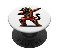 Black Cat Dabbing Dab Parrot Funny Halloween Pirate Costume PopSockets PopGrip Adesivo