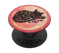 Black Cat Energy Witchy Cat Witch Cute Cat Moon Phase Pink PopSockets PopGrip Adesivo