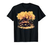 Black Cat Fall Theme with Cat Witch Halloween Cat Witchy Cat Maglietta