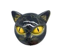 Black Cat Figurine, Gothic Cat Statue with Golden Eyes, Decorative Resin Sculpture for Shelf, Desk, Kitchen, Bathroom, Wall Art, Spooky Home Decor Ornament Halloween or Everyday Display
