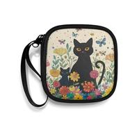 Black Cat Flower - Custodia da viaggio portatile per cuffie wireless Bluetooth, cavi, auricolari, caricabatterie, driver flash USB, MP3